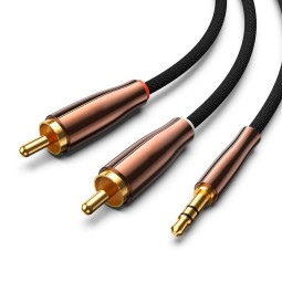 Cable: 2m, 2x RCA - Audio-jack, AUX, 3.5mm, PREMIUM