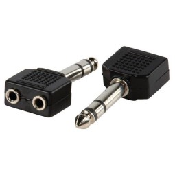 Adapter: 2x Audio-jack, AUX, 3.5mm, female - Audio-jack, 6.35mm, male