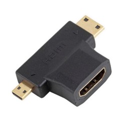 Adapter: HDMI female - Mini HDMI male, Micro HDMI male, 90o, Type A-C,D