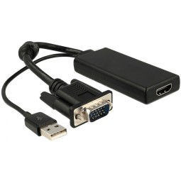 Adapter, üleminek: VGA, D-Sub, male - HDMI, female, konverter