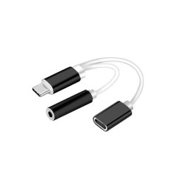 Adapter: 0.1m, USB-C, pistik - USB-C + Audio-jack, AUX, 3.5mm, pesa (ilma DAC)