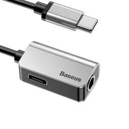 Baseus adapter: 0.12m, USB-C, Type-C, male - USB-C, Type-C, female + Audio-jack, AUX, 3.5mm, female