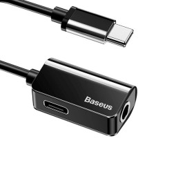 Baseus adapter: 0.12m, USB-C, Type-C, male - USB-C, Type-C, female + Audio-jack, AUX, 3.5mm, female