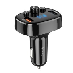 FM transmitter, car charger: 2xUSB up to 18W, QuickCharge - XO BCC03 - Black