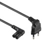 Power cable: 1m, C7, 2pin, 2x90o - Black