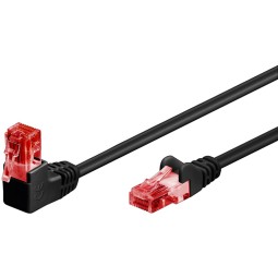 Network cable, internet cable: 2m, Cat.6, UTP, Patchcord, RJ45 - 1x90o - Black