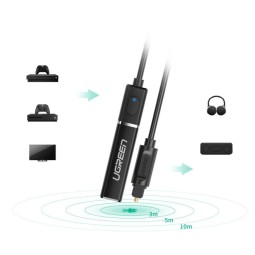 Audio transmitter Optical, Toslink, SPDIF, male - Bluetooth 5.0 adapter, Ugreen CM150 - Чёрный