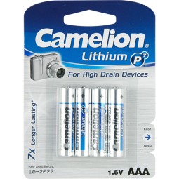 AAA lithium battery, 4x - Camelion - AAA - LR03, Mizinchikovye, FR03, MN2400, MX2400, MV2400, Type 286