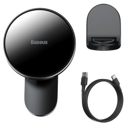 Wireless charger QI 15W, Magsafe magnet car holder to the vent rest ja kleebitav armatuurile: Baseus - Black