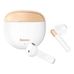 Wireless Earphones, Bluetooth 5.0, battery 35mAh up to 4 hours, case 450mAh, Baseus AirNora - White