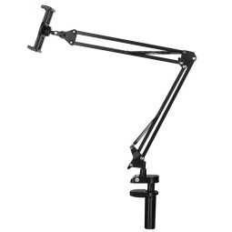 Tablet and Phone desktop clamp holder, mount 12-22cm, leg up to 60cm, Ugreen Folding Long Arm - Black