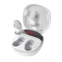 Juhtmevabad kõrvaklapid, Bluetooth 5.0, aku 40mAh kuni 5 tundi, korpus 800mAh, Baseus Encok WM01 Plus - Valge