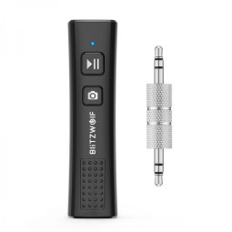 Audio receiver Bluetooth 5.0 adapter - AUX: aku kuni 8 tundi: Blitzwolf BR0 - Must