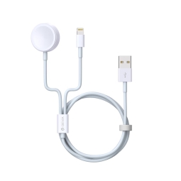 Wireless QI charger iWatch, 1.2m + Lightning cable: Devia Smart 2in1 - White