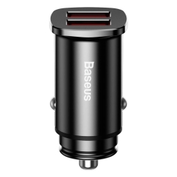 Car charger 2xUSB, up to 30W, QuickCharge: Baseus Square - Black