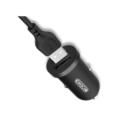 Car charger USB-C: Cable 1m + Adapter 2xUSB, up to 2.1A: XO TZ08 - Black
