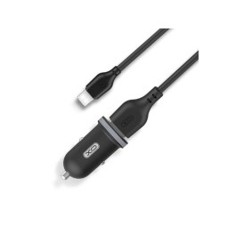 Автомобильная зарядка Micro USB: Кабель 1m + 2xUSB, до 2.1A: XO TZ08 - Чёрный