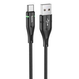 1.2m, USB-C - USB cable: Hoco Shadow Led U93 - Black