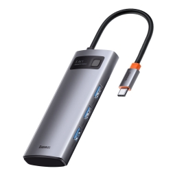 Делитель, хаб USB-C dock 1x USB-C PD 100W, 1x HDMI 4K60Hz, 3x USB 3.0: Baseus Metal Gleam - Hall