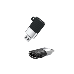 USB-C, female - Micro USB, male, adapter: Xo NB149C - Black