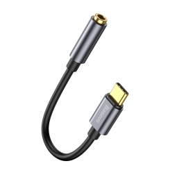 Adapter: USB-C, male, DAC - Audio-jack, AUX, 3.5mm, female: Baseus L54 - Gray
