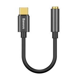 Adapter: USB-C, male, DAC - Audio-jack, AUX, 3.5mm, female: Baseus L54 - Black