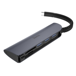 Делитель, хаб USB-C hub Hoco - 3x USB 3.0, 1x Micro SD, SD, card reader