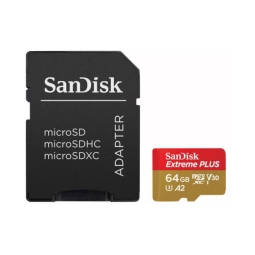 64GB microSDXC mälukaart Sandisk Extreme Plus, kuni W90mb/s R200mb/s