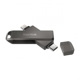 64GB Lightning+USB-C mälupulk Sandisk iXpand Luxe - Must