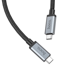1m, USB-C - USB-C kaabel, juhe, 4K60Hz 20Gbps, kuni 100W: Hoco US06 - Must