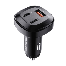Car charger 2xUSB-C + 1xUSB, up to 66W (36W+30W), QuickCharge: Acefast B3 - Black
