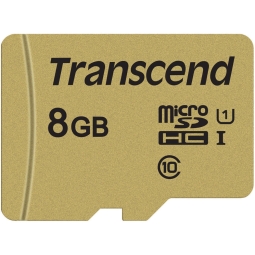 8GB microSDHC карта памяти Transcend 500S, до W20mb/s R95mb/s
