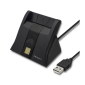 ID Считыватель: USB папа + USB-C адаптер - ID card, Smart card: Qoltec - Чёрный