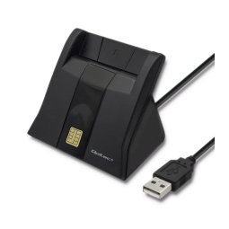 ID Kaardilugeja: USB male + USB-C adapter - ID card, Smart card: Qoltec - Must