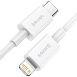 0.25m, Lightning - USB-C кабель, до 20W: Baseus Superior - Valge