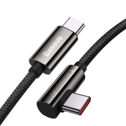 2m, USB-C - USB-C кабель, до 100W: Baseus Elbow Legend - Чёрный