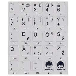 Наклейки на клавиатуру - Эстонский алфавит - Серые непрозрачные с чёрными буквами