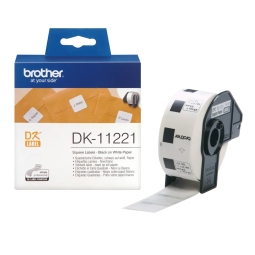 Brother DK-11221, наклейки 23mm x 23mm, чёрный на белом фоне, 1000шт в рулоне