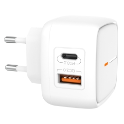 Charger 1xUSB-C + 1xUSB, up to 18W, QuickCharge up to 12V 1.5A: Xo L60 - White