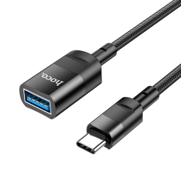 1.2m, USB 3.0, female - USB-C, male, OTG adapter, üleminek: Hoco U107 - Must