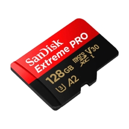 128GB microSDXC memory card Sandisk Extreme Pro, up to W90/R200 MB/s