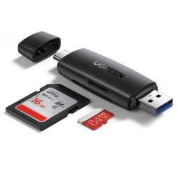 Kaardilugeja Ugreen CM304 card reader: USB 3.0 male + USB-C male - SD, microSD (SDHC, SDXC)
