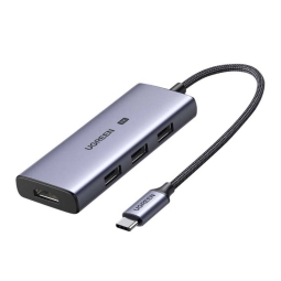 Делитель, хаб USB-C dock 1x HDMI 8K30Hz 4K120Hz, 3xUSB 3.0: Ugreen CM500 - Серый