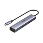Делитель, хаб USB-C hub 3xUSB 3.0, 1xLAN 1000Mbs, 20cm, USB-C power: Ugreen CM475 - Серый