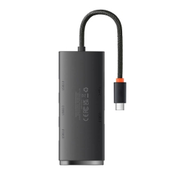 Делитель, хаб USB-C hub: 4xUSB 3.0 + USB-C power, 0.25m: Baseus Lite - Чёрный