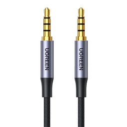 1m, 4pin Stereo, Audio-jack, AUX, 3.5mm kaabel, juhe: Ugreen Round - Must