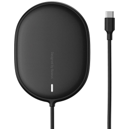 Wireless QI charger, up to 15W, Magsafe, USB-C cable: Baseus Light Magnetic - Black