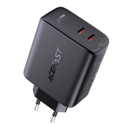 Laadija 2xUSB-C, до 40W (20W+20W), QuickCharge до 12V 1.67A: Acefast A9 - Must