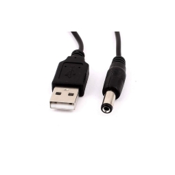Juhe, kaabel: 0.8m, USB, pistik - DC 5.5x2.1mm, pistik: Akyga DC01 - Must