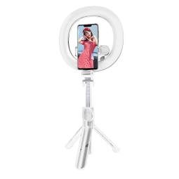 Selfie stick up to 80cm, LED, Bluetooth: OEM XT18S Plus - White